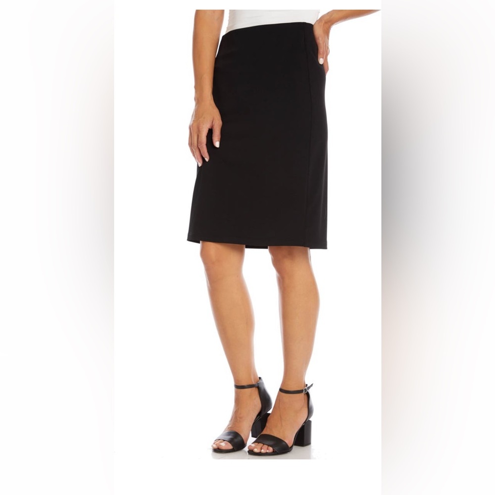 Karen Kane Black Pencil Skirt Large Classic Stretch Work Office Wardrobe Staple - Picture 3 of 10
